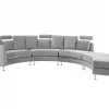 Sofa ROTUNDE Samtstoff hellgrau CH