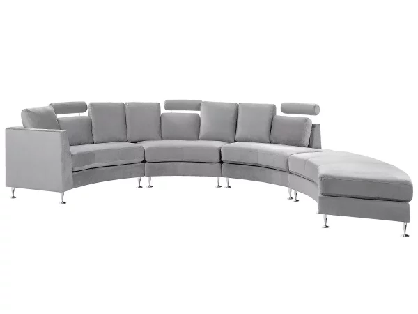 Sofa ROTUNDE Samtstoff hellgrau CH