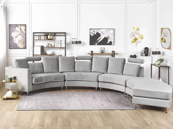 Sofa ROTUNDE Samtstoff hellgrau CH