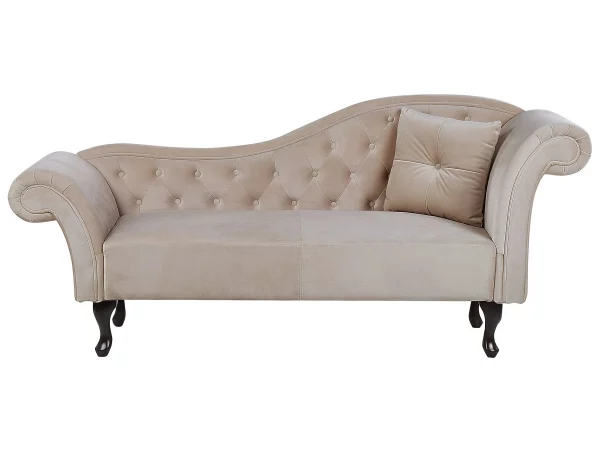 Chaiselongue LATTES rechtsseitig beige Samtstoff CH