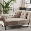 Chaiselongue LATTES rechtsseitig beige Samtstoff CH