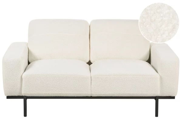 Sofa SOVIK, 2-seater, white boucle DEF