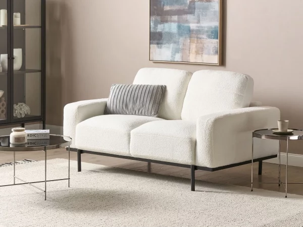 Sofa SOVIK, 2-seater, white boucle DEF