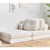 Sofá-cama de 1 lugar em tecido bouclé branco OLDEN