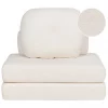 Sofá-cama de 1 lugar em tecido bouclé branco OLDEN