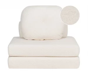 Sofá-cama de 1 lugar em tecido bouclé branco OLDEN