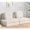 Sofá-cama de 1 lugar em tecido bouclé branco OLDEN
