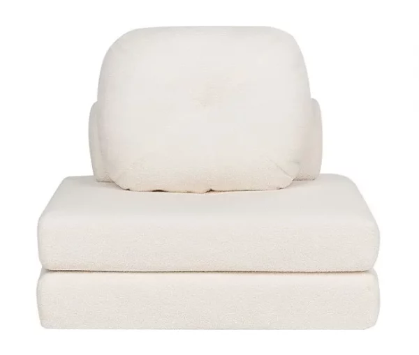 Sofá-cama de 1 lugar em tecido bouclé branco OLDEN