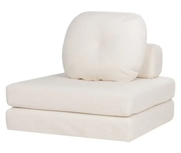Sofá-cama de 1 lugar em tecido bouclé branco OLDEN