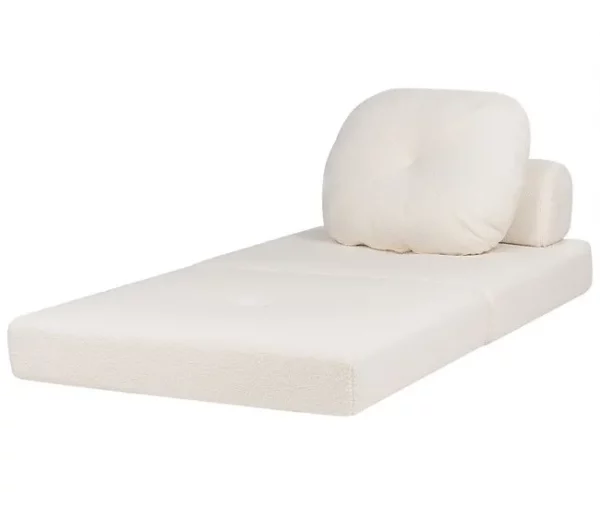Sofá-cama de 1 lugar em tecido bouclé branco OLDEN