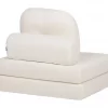 Sofá-cama de 1 lugar em tecido bouclé branco OLDEN