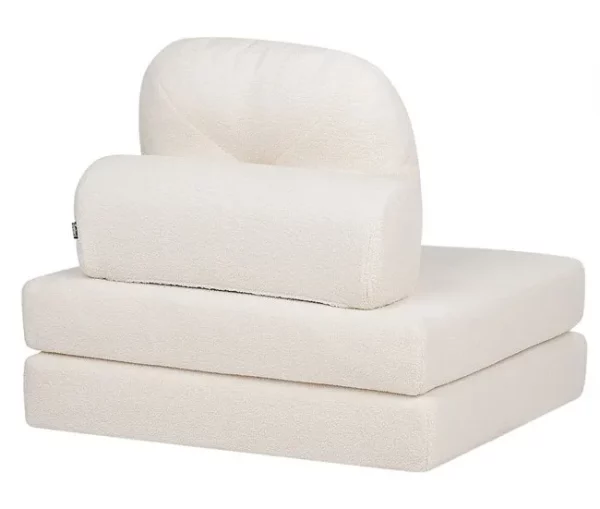 Sofá-cama de 1 lugar em tecido bouclé branco OLDEN