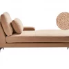 Chaise-longue à esquerda em bouclé cor de areia EWRON