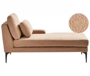 Chaise-longue à esquerda em bouclé cor de areia EWRON