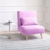 HOMCOM Sofá Cama Individual Sofá Cama Estofado em Linho com Encosto Ajustável em 5 Posições e Almofada Sofá Cama Pequeno para Sala de Estar 72x75x85 cm Rosa