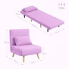 HOMCOM Sofá Cama Individual Sofá Cama Estofado em Linho com Encosto Ajustável em 5 Posições e Almofada Sofá Cama Pequeno para Sala de Estar 72x75x85 cm Rosa