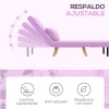 HOMCOM Sofá Cama Individual Sofá Cama Estofado em Linho com Encosto Ajustável em 5 Posições e Almofada Sofá Cama Pequeno para Sala de Estar 72x75x85 cm Rosa
