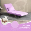 HOMCOM Sofá Cama Individual Sofá Cama Estofado em Linho com Encosto Ajustável em 5 Posições e Almofada Sofá Cama Pequeno para Sala de Estar 72x75x85 cm Rosa