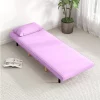 HOMCOM Sofá Cama Individual Sofá Cama Estofado em Linho com Encosto Ajustável em 5 Posições e Almofada Sofá Cama Pequeno para Sala de Estar 72x75x85 cm Rosa