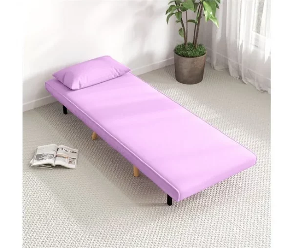 HOMCOM Sofá Cama Individual Sofá Cama Estofado em Linho com Encosto Ajustável em 5 Posições e Almofada Sofá Cama Pequeno para Sala de Estar 72x75x85 cm Rosa