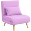 HOMCOM Sofá Cama Individual Sofá Cama Estofado em Linho com Encosto Ajustável em 5 Posições e Almofada Sofá Cama Pequeno para Sala de Estar 72x75x85 cm Rosa