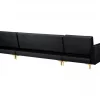 Sofá-cama em forma de U de 5 lugares com repousa-pés em veludo preto ABERDEEN