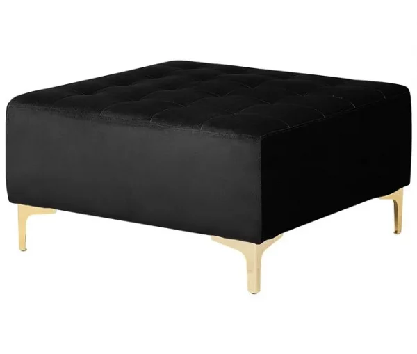 Sofá-cama em forma de U de 5 lugares com repousa-pés em veludo preto ABERDEEN