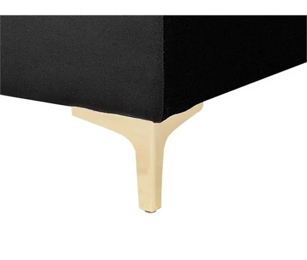Sofá-cama em forma de U de 5 lugares com repousa-pés em veludo preto ABERDEEN