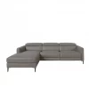 ANGEL CERDA Sofá chaise longue em pele com relaxamento Cinzento escuro
