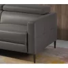 ANGEL CERDA Sofá chaise longue em pele com relaxamento Cinzento escuro