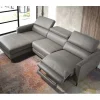 ANGEL CERDA Sofá chaise longue em pele com relaxamento Cinzento escuro