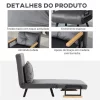 HOMCOM Poltrona Convertível em Cama Dobrável Poltrona 3 em 1 Convertível em Cama com Encosto Ajustável em 5 Níveis e Almofada Acolchoada para Escritório Sala de Estar Carga 120 kg 63x73x81 cm Cinza