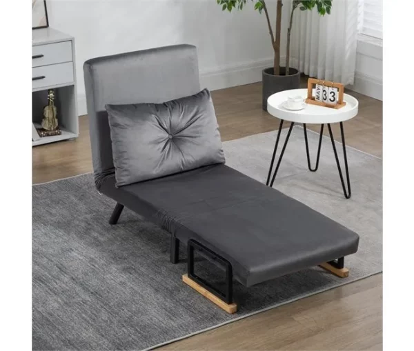 HOMCOM Poltrona Convertível em Cama Dobrável Poltrona 3 em 1 Convertível em Cama com Encosto Ajustável em 5 Níveis e Almofada Acolchoada para Escritório Sala de Estar Carga 120 kg 63x73x81 cm Cinza