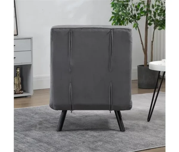 HOMCOM Poltrona Convertível em Cama Dobrável Poltrona 3 em 1 Convertível em Cama com Encosto Ajustável em 5 Níveis e Almofada Acolchoada para Escritório Sala de Estar Carga 120 kg 63x73x81 cm Cinza