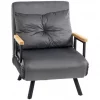 HOMCOM Poltrona Convertível em Cama Dobrável Poltrona 3 em 1 Convertível em Cama com Encosto Ajustável em 5 Níveis e Almofada Acolchoada para Escritório Sala de Estar Carga 120 kg 63x73x81 cm Cinza