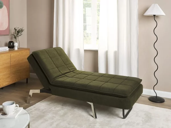 Chaise longue LOIRET, green, fabric DEF