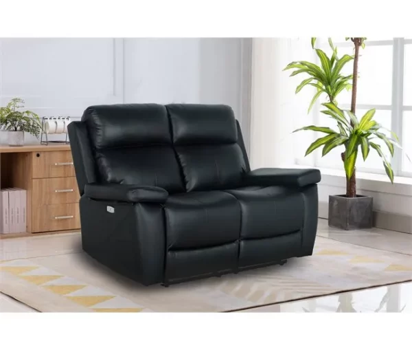 Sofá THEA 2 lugares relax elétrico pele preta