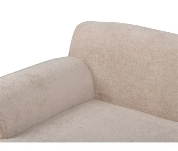Sofá de canto 3 lugares em tecido chenille creme à direita SIMOS