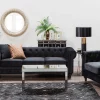 Set Sofa Sessel CHESTERFIELD schwarz Samtstoff CH