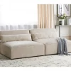 Sofá modular 2 lugares sem repousa-braços em veludo creme HELLNAR