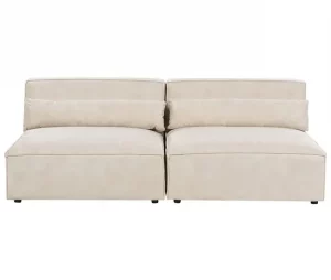 Sofá modular 2 lugares sem repousa-braços em veludo creme HELLNAR
