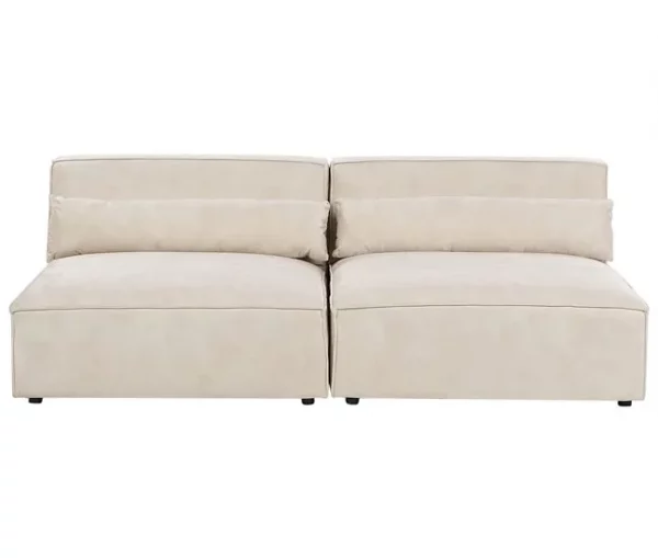 Sofá modular 2 lugares sem repousa-braços em veludo creme HELLNAR