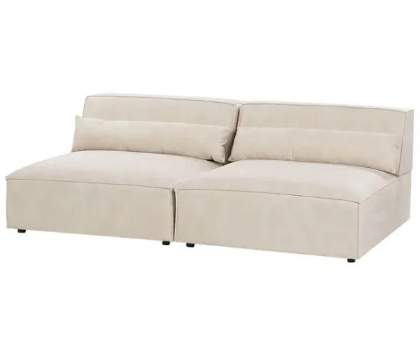 Sofá modular 2 lugares sem repousa-braços em veludo creme HELLNAR