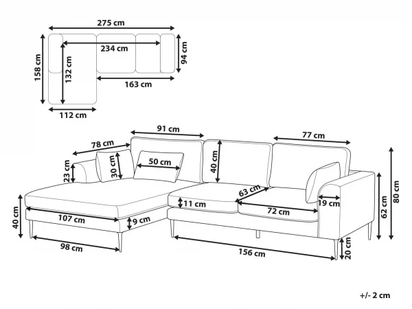 Corner Sofa R, FLAM, Blue, DEF