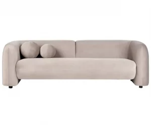 Sofá 3 lugares em veludo taupe LEIREN