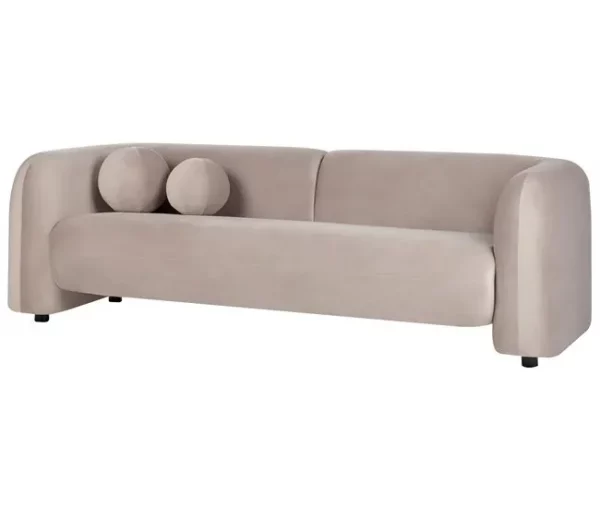 Sofá 3 lugares em veludo taupe LEIREN