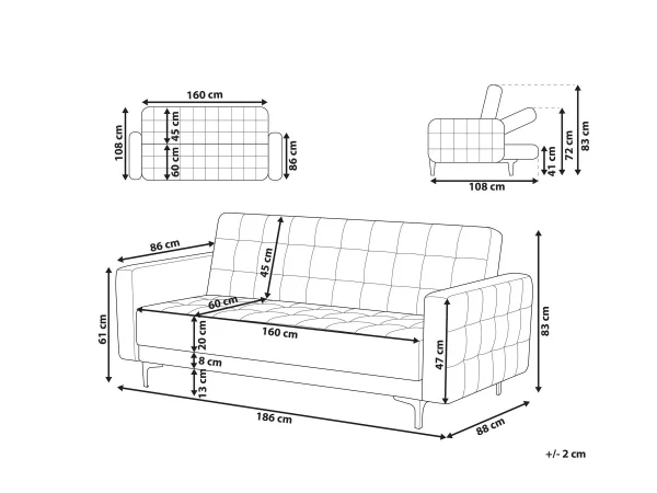 Dreisitzer ABERDEEN Stoff Graphitgrau CH