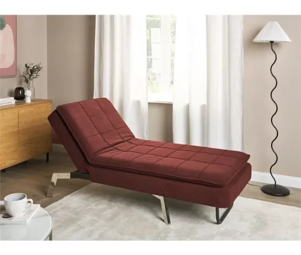 Chaise-longue ajustável em tecido vermelho LOIRET