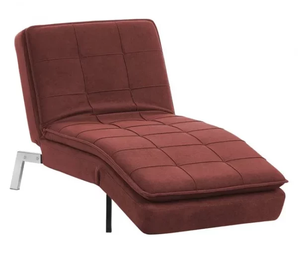 Chaise-longue ajustável em tecido vermelho LOIRET