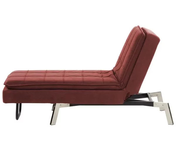 Chaise-longue ajustável em tecido vermelho LOIRET